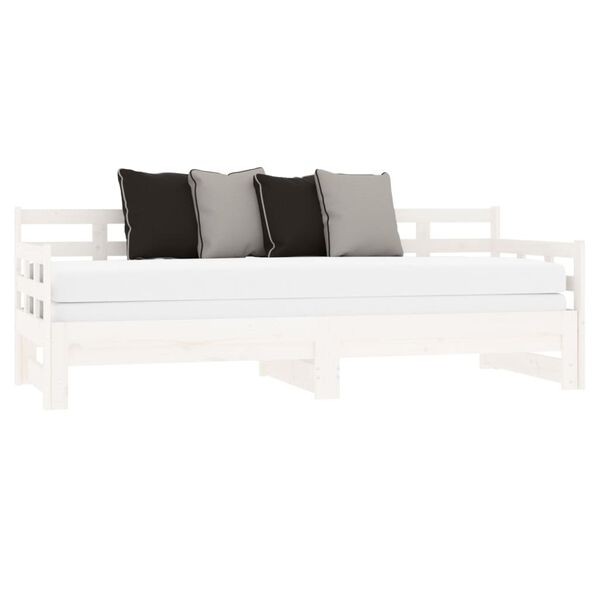 vidaXL Καναπές Κρεβάτι Συρόμενος Λευκός 2x(80x200) εκ. από Μασίφ Πεύκο