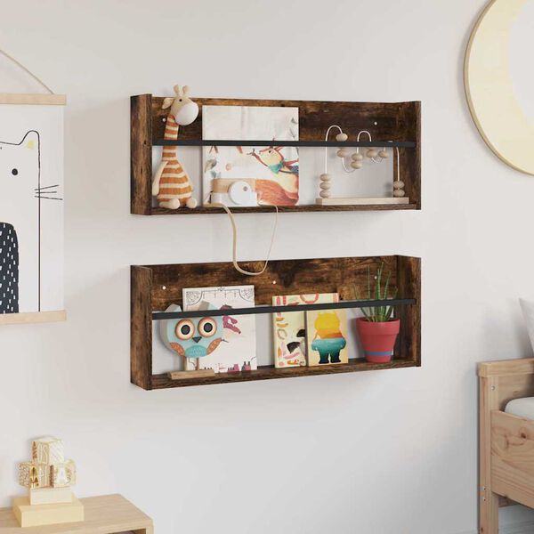 vidaXL &Rho;ά&phi;&iota; &Pi;&epsilon;&rho;&iota;&omicron;&delta;&iota;&kappa;ώ&nu; &mu;&epsilon; &rho;ά&phi;&iota; 2 pcs &Kappa;&alpha;&pi;&nu;&iota;&sigma;&tau;ό &Delta;&rho;ύ&sigmaf; 80 x 12 x 30 &epsilon;&kappa;