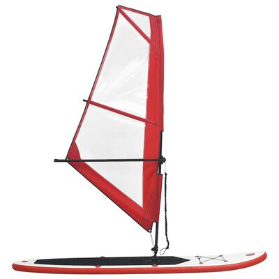 vidaXL Σανίδα SUP Φουσκωτή Σετ Κόκκινο / Λευκό με Πανί