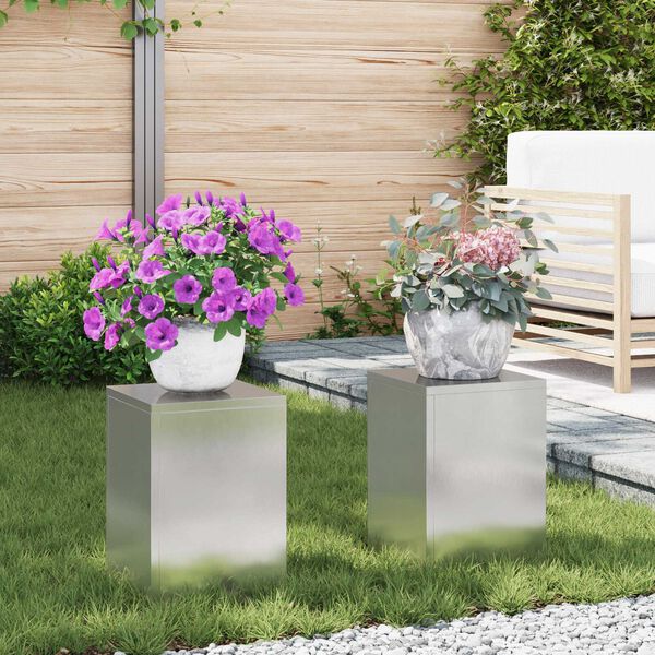 VidaXL Στήριγμα Φυτών Εξωτερικού Χώρου 2 τμχ 24x24x35 εκ Ανοξείδωτο ατσάλι