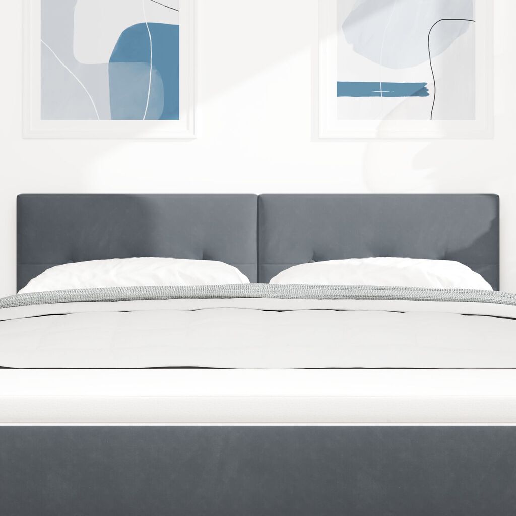vidaXL LED Κεφαλάρι με κουμπιά σε μίνιμαλ στυλ Γκρι 72 εκ Βελούδο