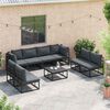 vidaXL Σετ Καναπέ Κήπου με μαξιλάρι 8 pcs Μαύρο Αλουμίνιο