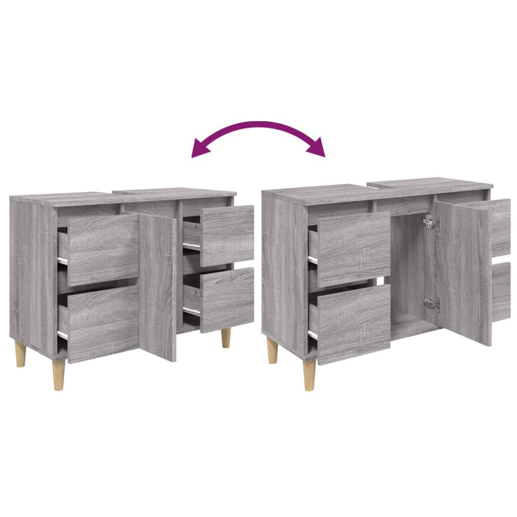 vidaXL Ντουλάπι Νιπτήρα Γκρι Sonoma 80 x 33 x 60εκ. Επεξεργασμένο Ξύλο