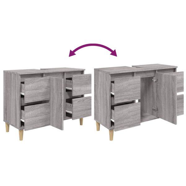 vidaXL Ντουλάπι Νιπτήρα Γκρι Sonoma 80 x 33 x 60εκ. Επεξεργασμένο Ξύλο