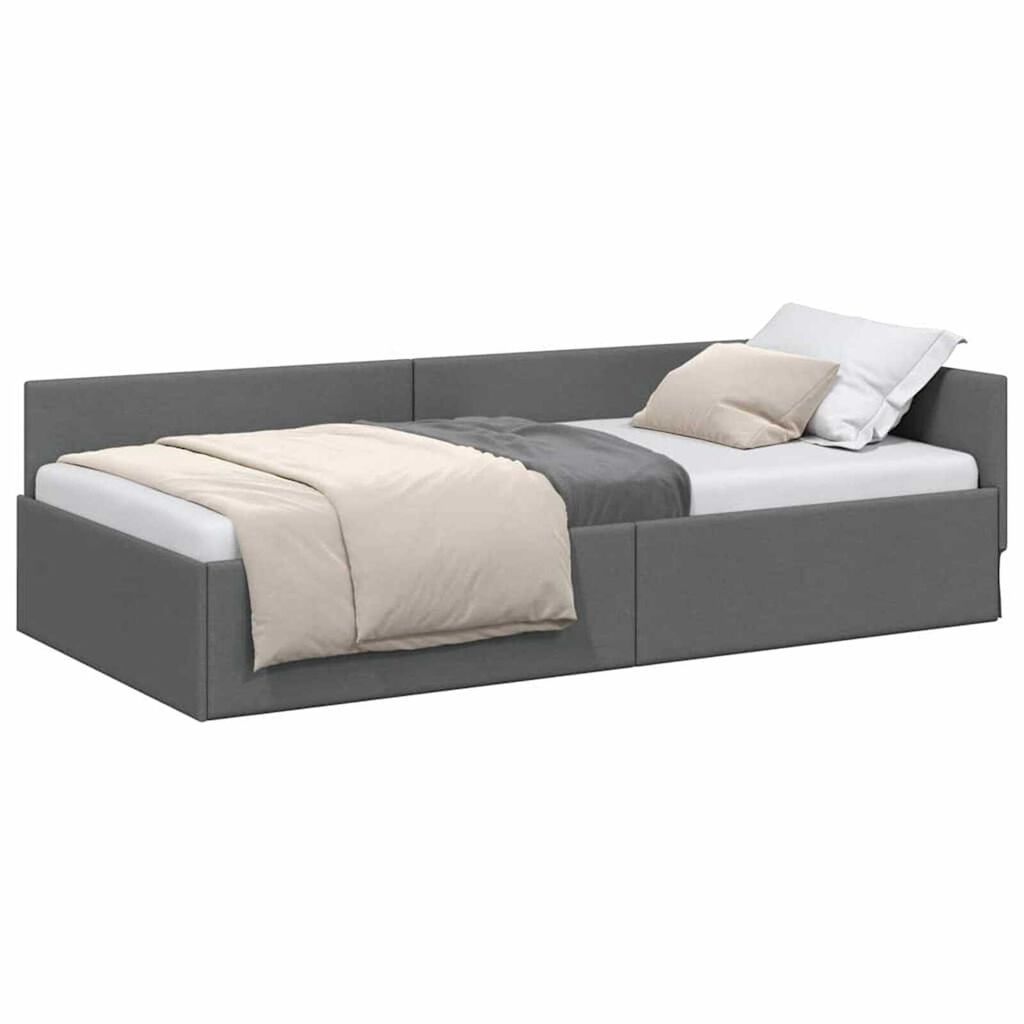 vidaXL Κρεβάτι Γωνίας Σκούρο γκρι 80 x 200 cm Ύφασμα και Έργο ξύλου