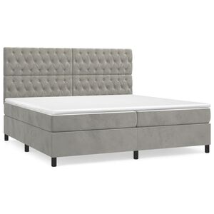 vidaXL Κρεβάτι Boxspring με Στρώμα Ανοιχτό Γκρι 200x200 εκ. Βελούδινο