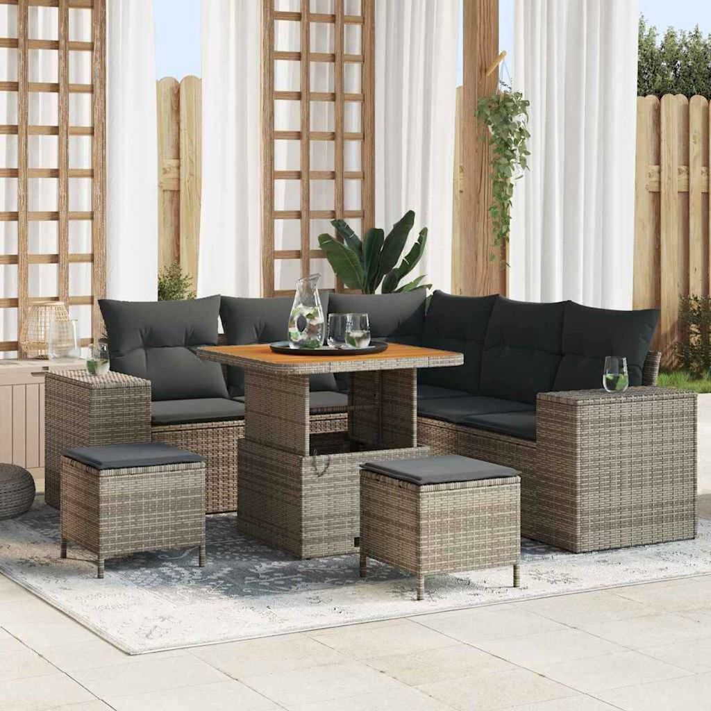 vidaXL Σετ Καναπέ Κήπου 8 pcs Γκρι συνθετικό ρατάν
