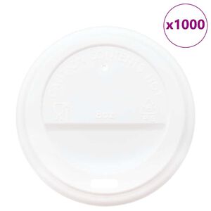 vidaXL Χάρτινα καπάκια καφέ Ø80 mm 8oz 1000 τεμάχια Λευκό πλαστικό