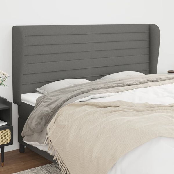 vidaXL Κεφαλάρι με Πτερύγια Σκούρο Γκρι 163x23x118/128 εκ. Υφασμάτινο