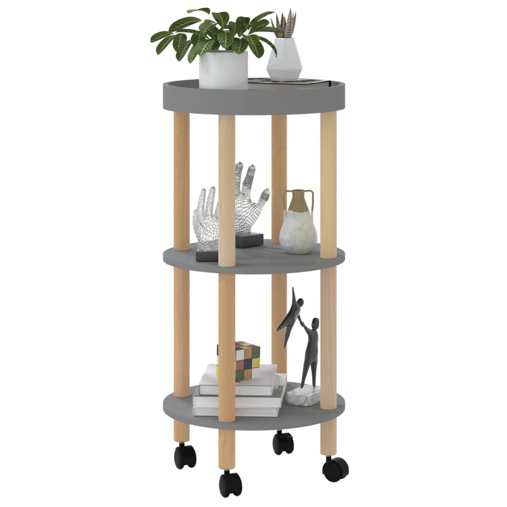 vidaXL Τρόλεϊ 3 Επιπέδων Γκρι 38 x 38 x 82 εκ. Επεξ. Ξύλο/Μασίφ Πεύκο