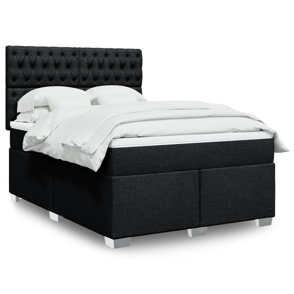 vidaXL Κρεβάτι Boxspring με Στρώμα Μαύρο 160x200 εκ. Υφασμάτινο