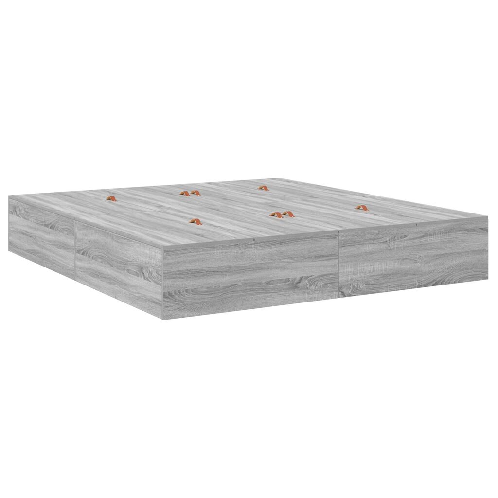 κρεβάτι αποθήκευσης vidaXL Γκρι Sonoma 200x200 εκ