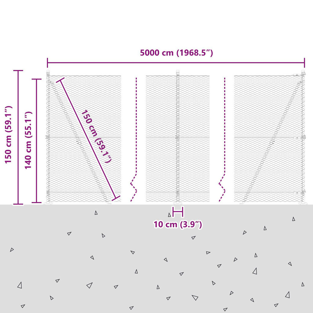 vidaXL Εξαγωνικός Φράκτης Πράσινος 1.4x50 m Ατσάλι