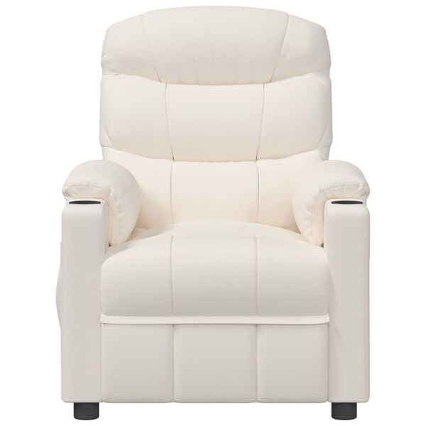 vidaXL Πολυθρόνα Μασάζ Ηλεκτρική Κρεμ από Συνθετικό Δέρμα