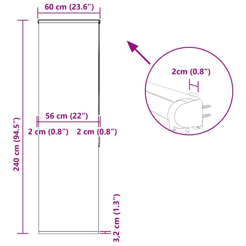 vidaXL Κουρτίνα Μπάνιου Ρολό κασέτα 60x240εκ. Πλάτος υφάσματος 56εκ.