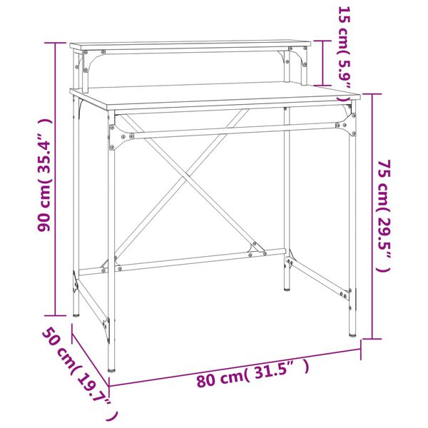 vidaXL Γραφείο Γκρι Sonoma 80x50x90 εκ. από Επεξεργασμένο Ξύλο