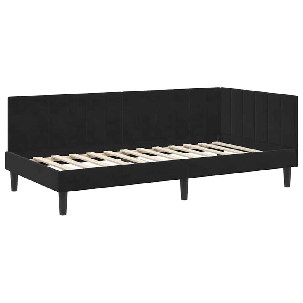 vidaXL Κρεβάτι Γωνίας με κεφαλάρι Μαύρο 100 x 200 cm Βελούδο