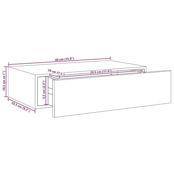 vidaXL Ράφι Επιτοίχιο με Συρτάρι Χρώμα Δρυός 40 x 23,5 x 10εκ. από MDF