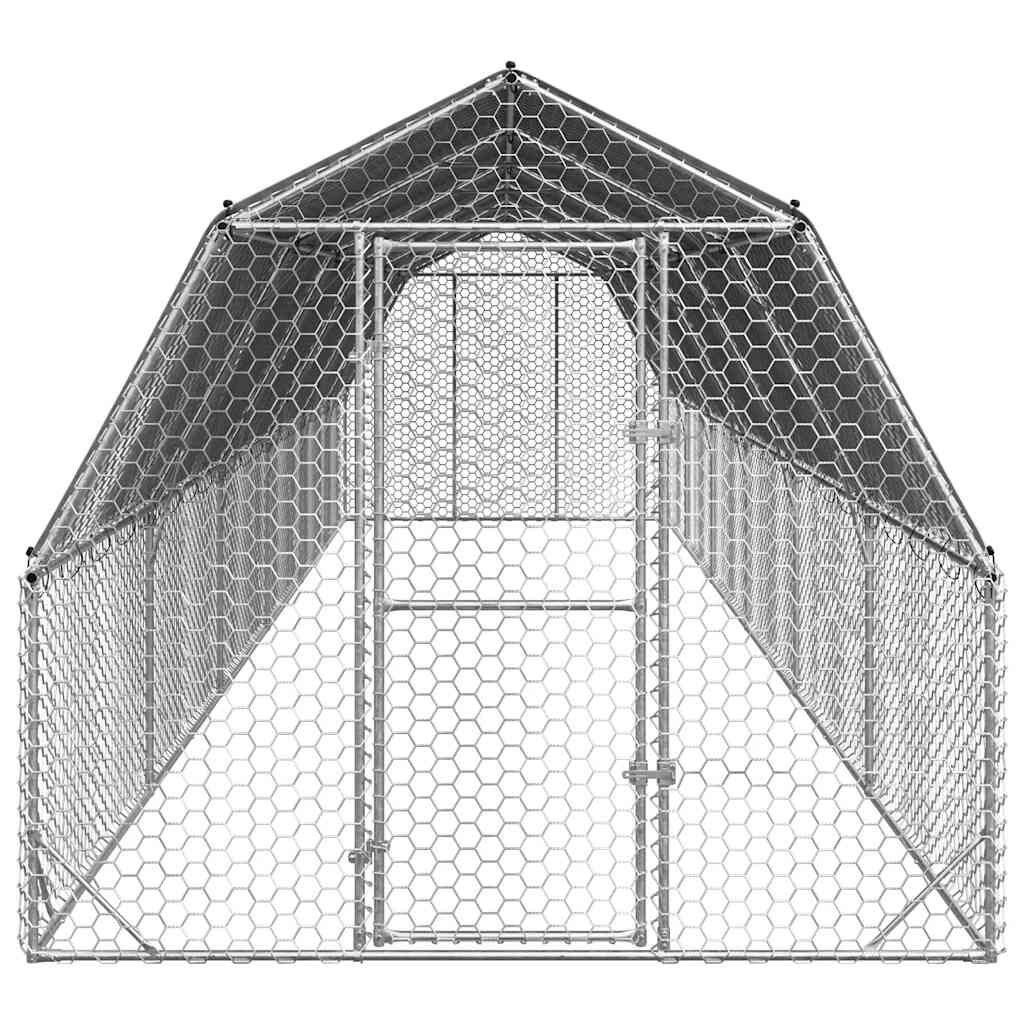vidaXL Τρέξιμο για κοτόπουλα με οροφή 2,5x12x2,25 μ. από Γαλβ. Χάλυβα