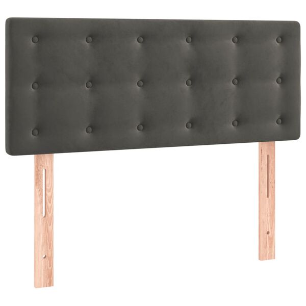 vidaXL Κρεβάτι Boxspring με Στρώμα Σκούρο Γκρι 100x200 εκ. Βελούδινο