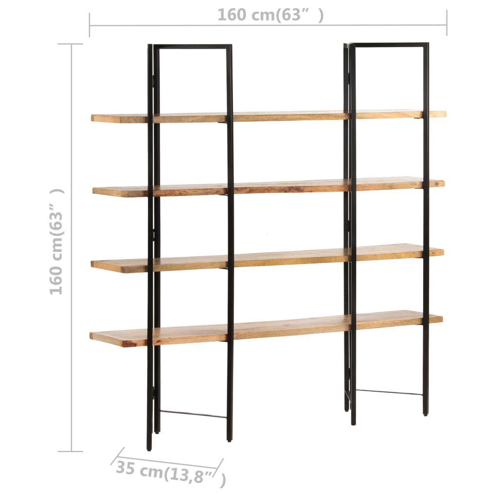 vidaXL Βιβλιοθήκη με 4 Επίπεδα 160 x 35 x 160 εκ. Μασίφ Ξύλο Μάνγκο