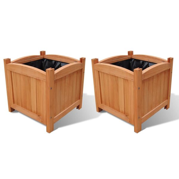 vidaXL Ζαρντινιέρες Υπερυψωμένες Σετ των 2 30 x 30 x 30 εκ. Ξύλινες