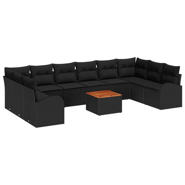 vidaXL Σετ Καναπέ Κήπου 11 pcs Μαύρο