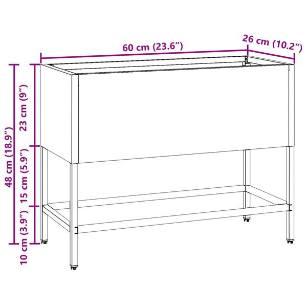 vidaXL Υψωμένος Κήπος 60x26x45 εκ Γαλβανισμένο Ατσάλι