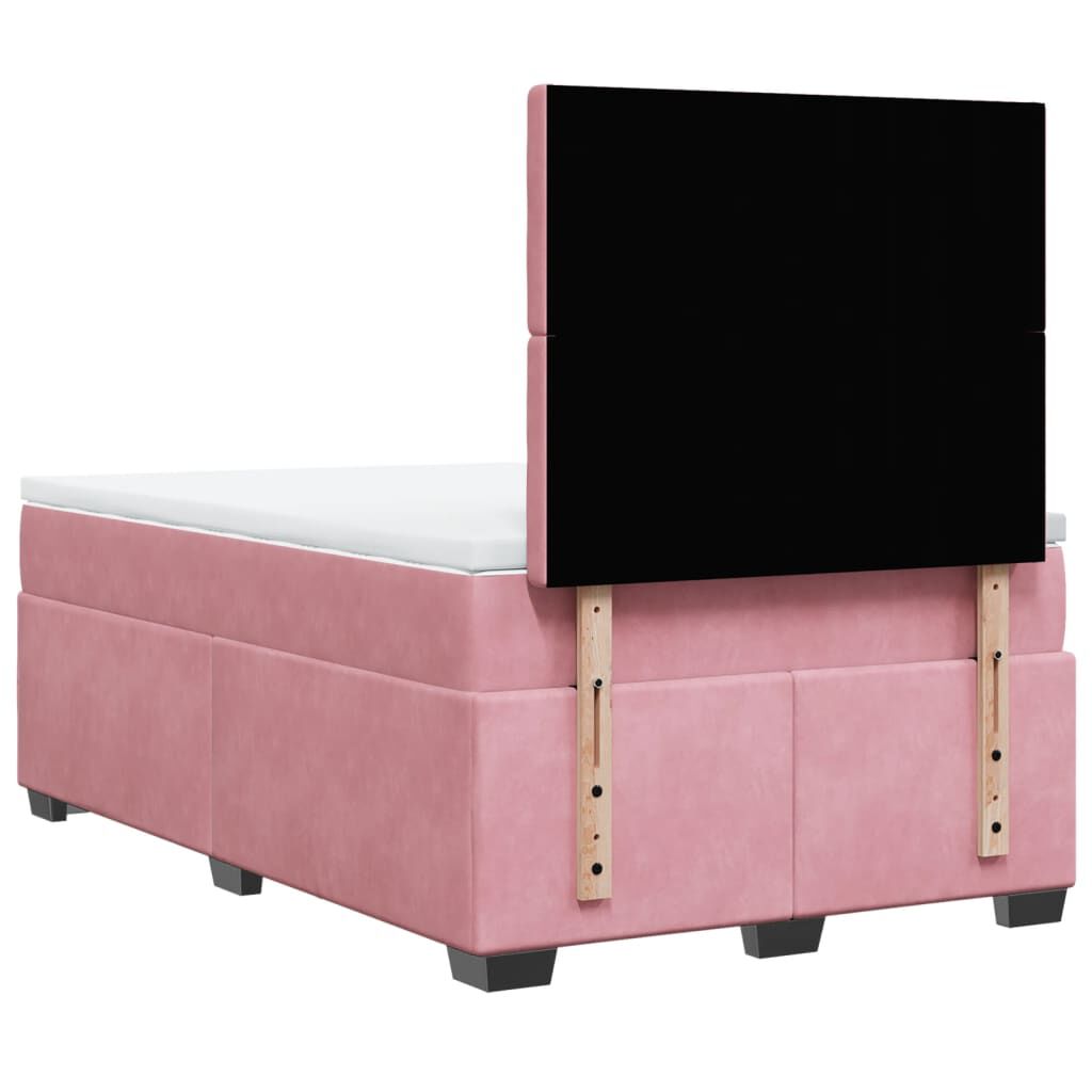vidaXL Κρεβάτι Boxspring με Στρώμα Ροζ 120x200 εκ. Βελούδινο
