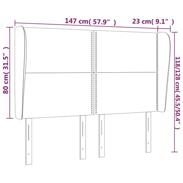 vidaXL Κεφαλάρι με Πτερύγια Taupe 147x23x118/128 εκ. Υφασμάτινο