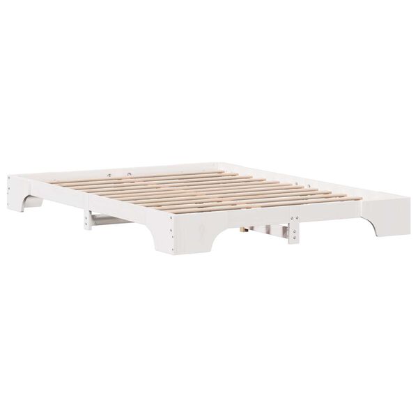 vidaXL Κρεβάτι Λευκό Ξύλο 150 x 200 cm Μασίφ κρεβάτι από πεύκο