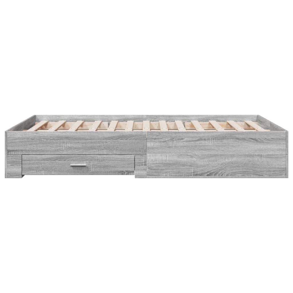 vidaXL Πλαίσιο Κρεβατιού με συρτάρια Γκρι sonoma 120x190εκ. Επεξ. Ξύλο