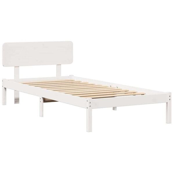 vidaXL Σκελετός Κρεβατιού Λευκό 90 x 190 cm Μασίφ ξύλο πεύκου
