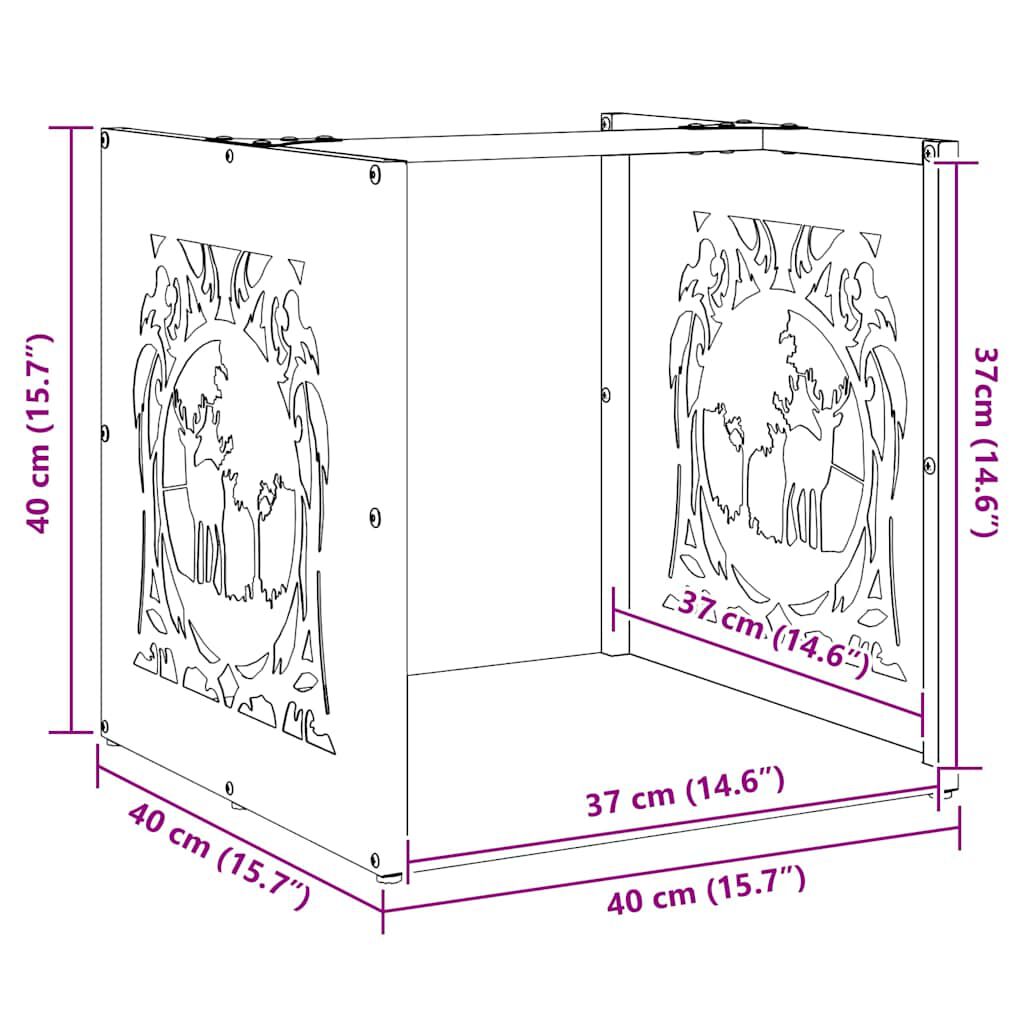 vidaXL Ραφιέρα Καυσόξυλων 40x40x40 εκ. από Ανοξείδωτο ατσάλι