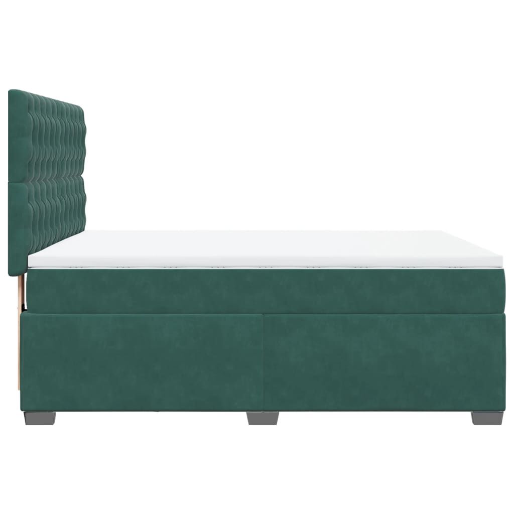 vidaXL Κρεβάτι Boxspring με Στρώμα Σκούρο Πράσινο 160x200εκ. Βελούδινο