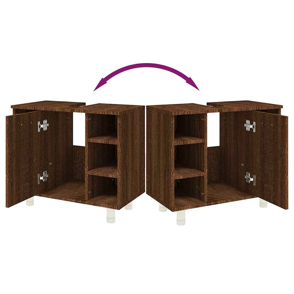 vidaXL Ντουλάπι Μπάνιου Καφέ Δρυς 60x32x53,5 εκ. Επεξεργασμένο Ξύλο