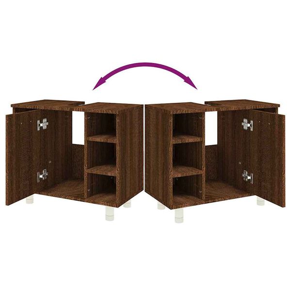 vidaXL Ντουλάπι Μπάνιου Καφέ Δρυς 60x32x53,5 εκ. Επεξεργασμένο Ξύλο