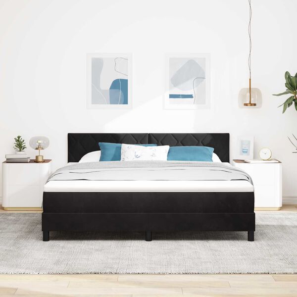 vidaXL Κρεβάτι Box Spring με Στρώμα Μαύρο Σούπερ Βασιλικό Βελούδο