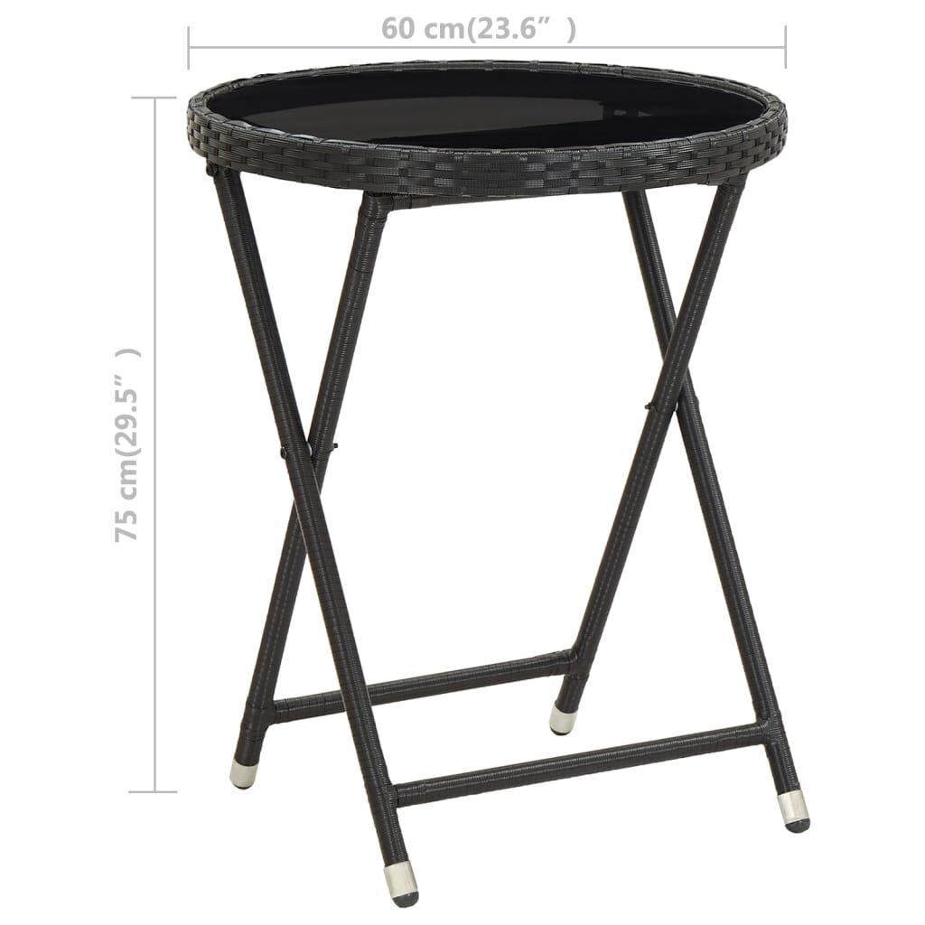 vidaXL Σετ Επίπλων Bistro Κήπου 3 τεμ. Μαύρο Συνθ. Ρατάν/Ψημένο Γυαλί