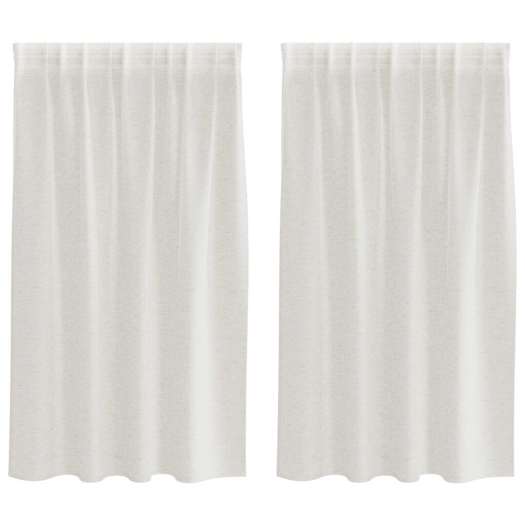 vidaXL Κουρτίνες με κουρτίνες 2 pcs Κρεμ 140 x 140 εκ. Πολυεστέρας