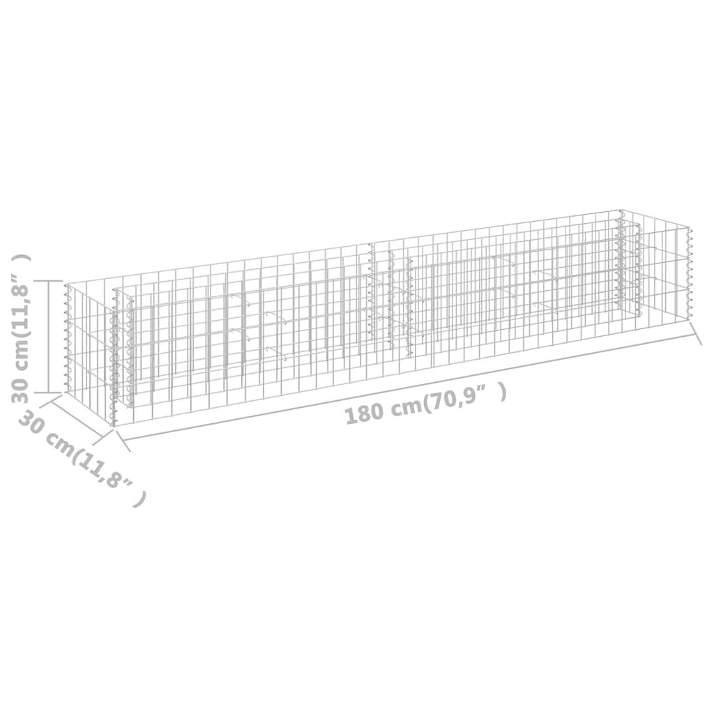 vidaXL Συρματοκιβώτιο-Γλάστρα Υπερυψωμένη 180x30x30 εκ. Γαλβ. Χάλυβας