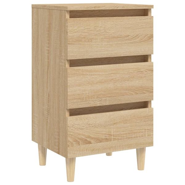vidaXL Κομοδίνα 2 τεμ. Sonoma Δρυς 40x35x69εκ. & Πόδια από Μασίφ Ξύλο