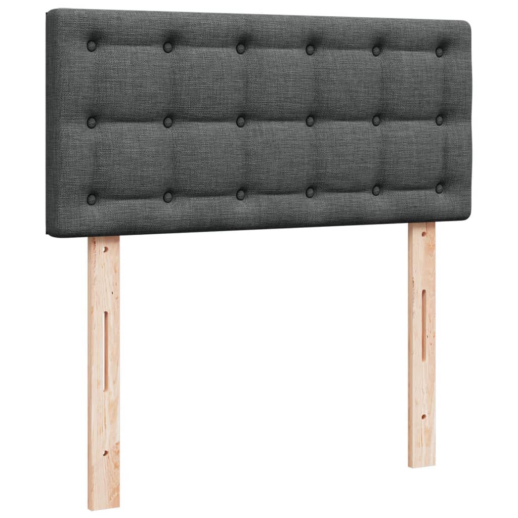 vidaXL Κρεβάτι Boxspring με Στρώμα Σκούρο Γκρι 90x200 εκ. Υφασμάτινο