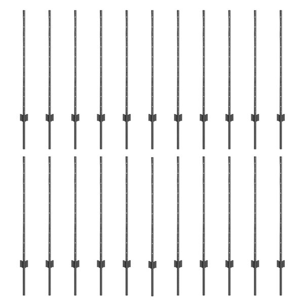 vidaXL Πό posts φράχτη 44 pcs Γκρι 140 cm Ατσάλι