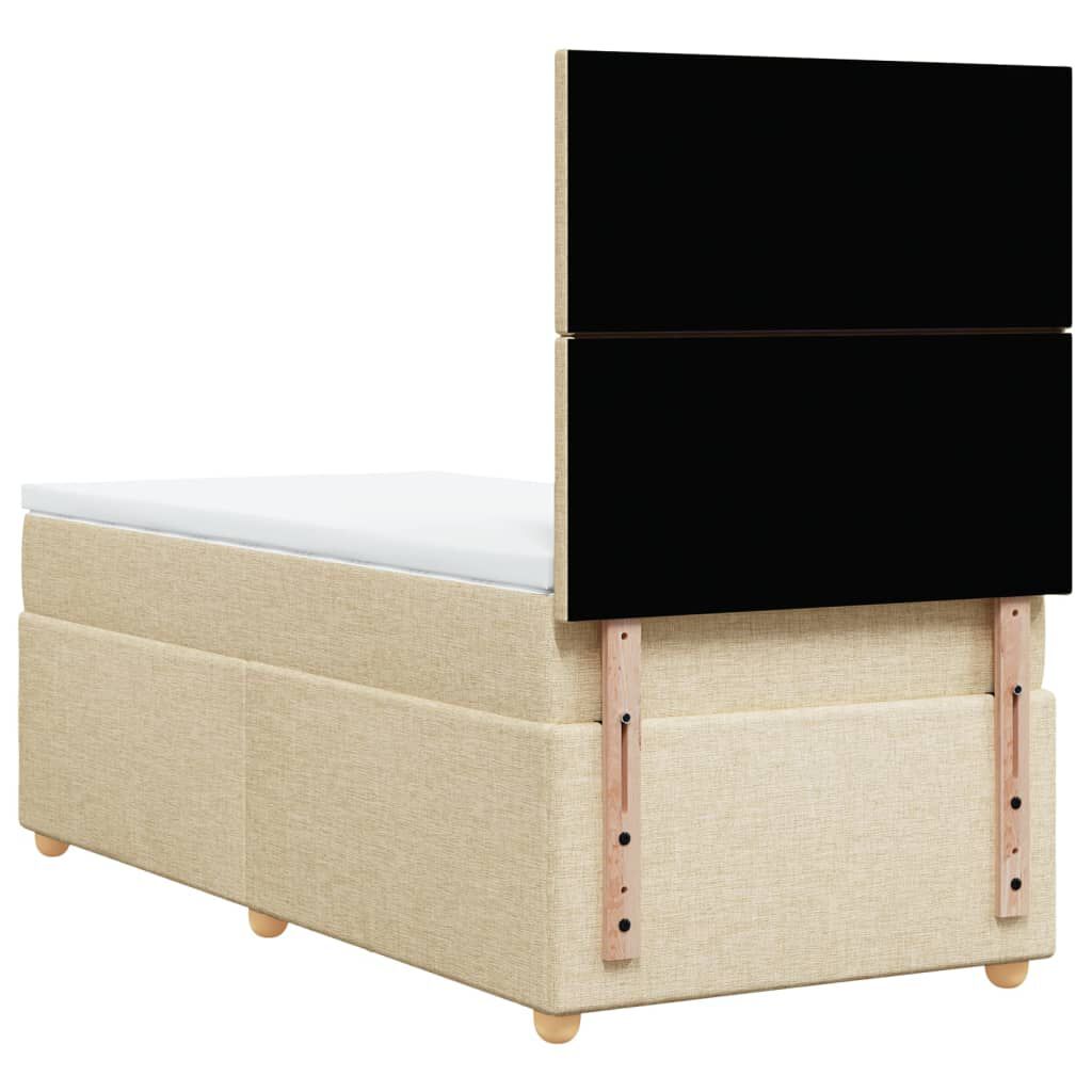 vidaXL Κρεβάτι Boxspring με Στρώμα Κρεμ 90x190 εκ.Υφασμάτινο