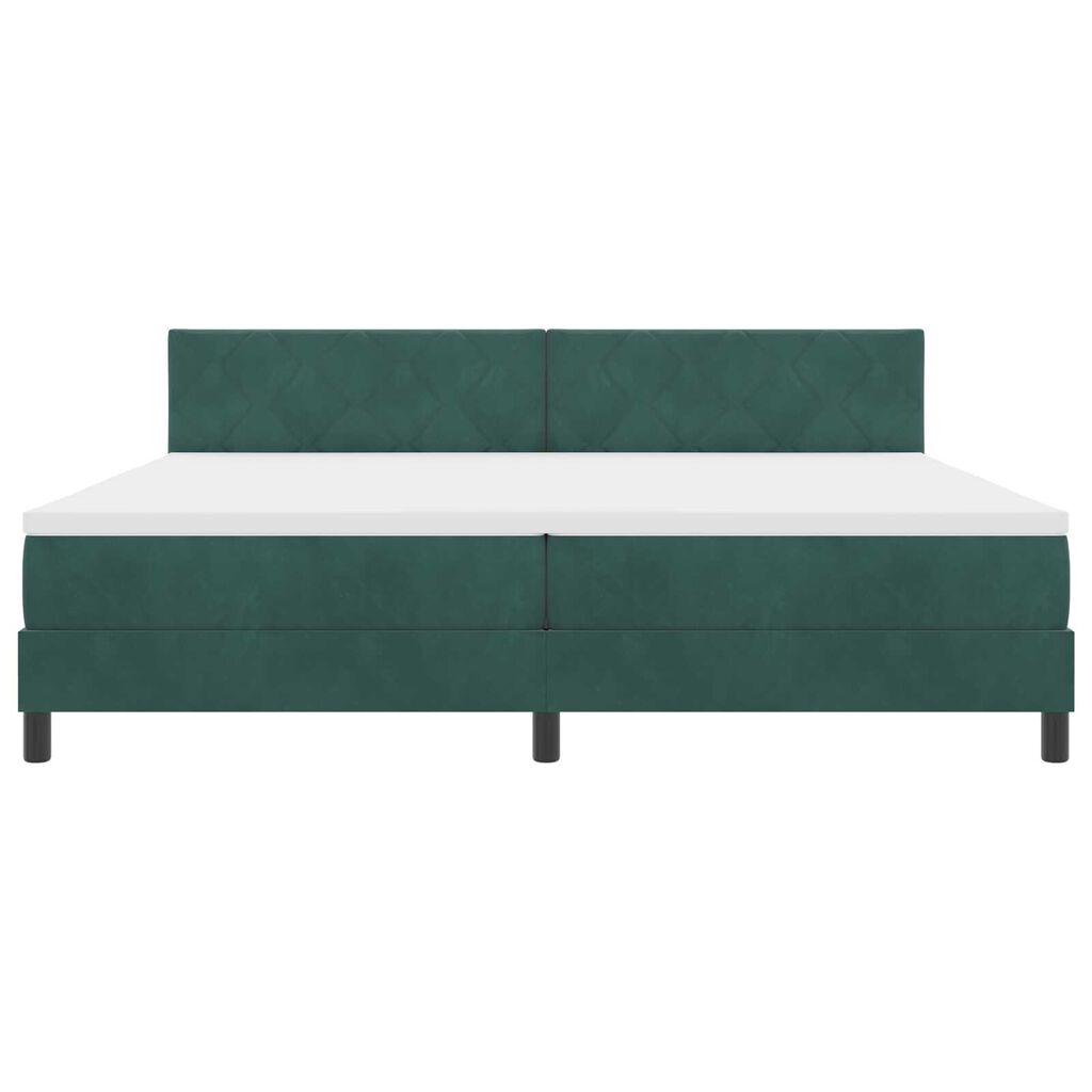 vidaXL Κρεβάτι Box Spring με Στρώμα Σκούρο Πράσινο 200x200 εκ Βελούδο