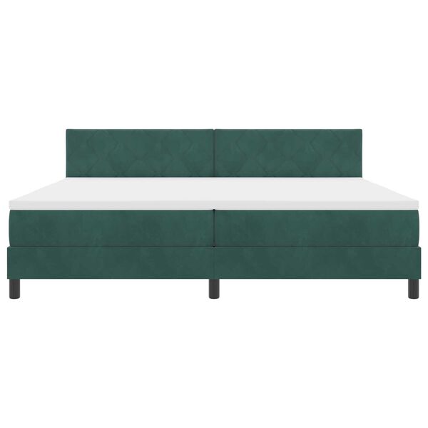 vidaXL Κρεβάτι Box Spring με Στρώμα Σκούρο Πράσινο 200x200 εκ Βελούδο