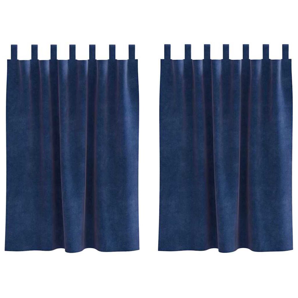 vidaXL Κουρτίνες με κουρτίνες 2 pcs Σκούρο Μπλε 140 x 140 cm Βελούδο