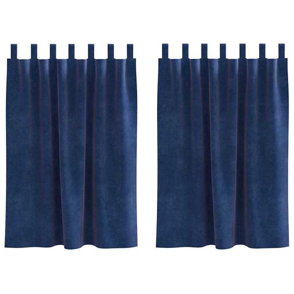 vidaXL Κουρτίνες με κουρτίνες 2 pcs Σκούρο Μπλε 140 x 140 cm Βελούδο