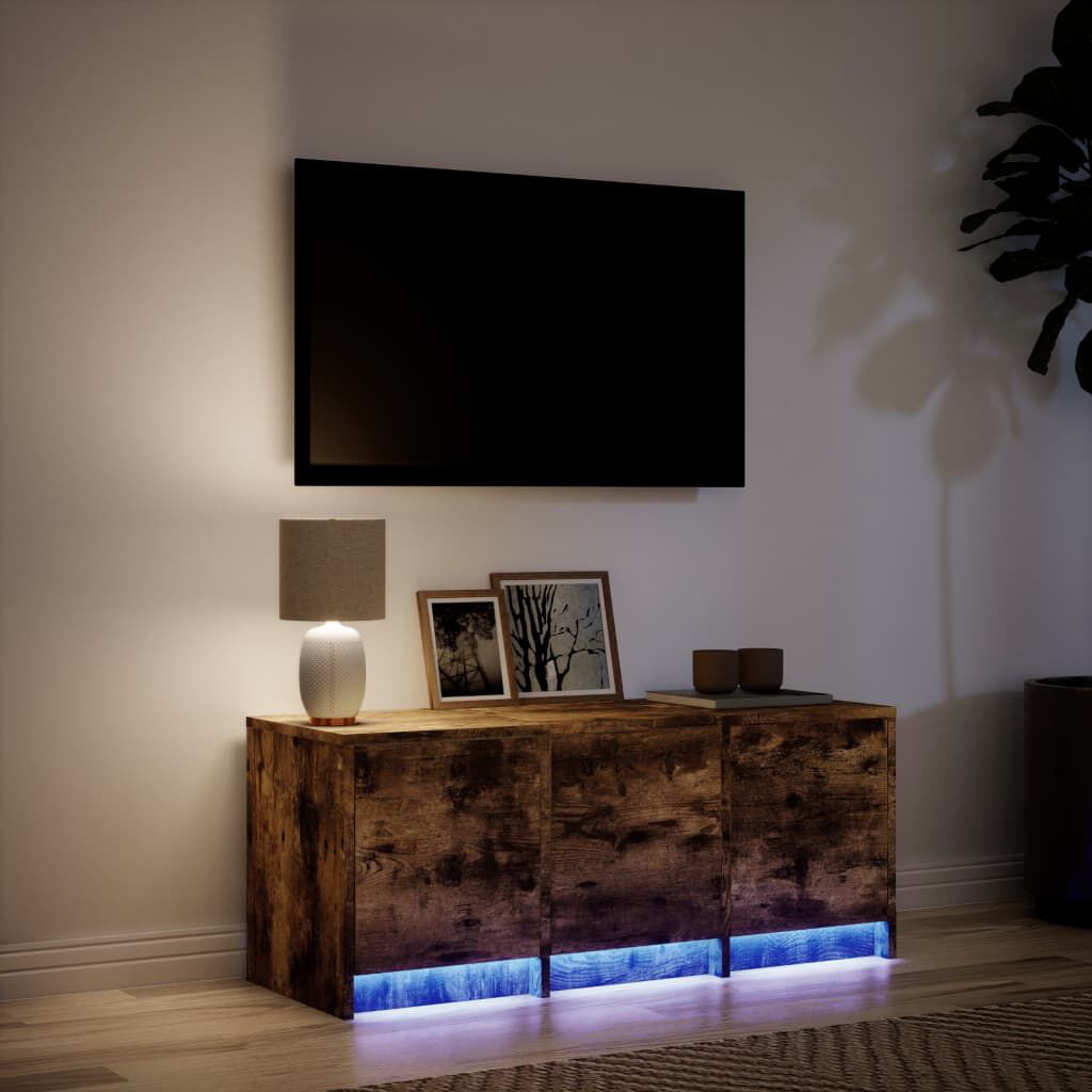 vidaXL Έπιπλο Τηλεόρασης με LED Καπνιστή Δρυς 97x34x40 εκ. Επεξ. Ξύλο
